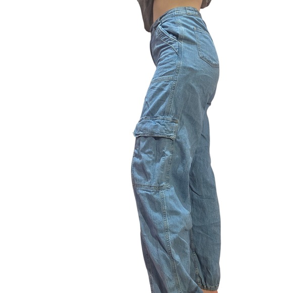 Jonathan Simkhai Calista Denim Cargo Pants Vatia Blue Cotton High Rise Calista - Picture 6 of 7